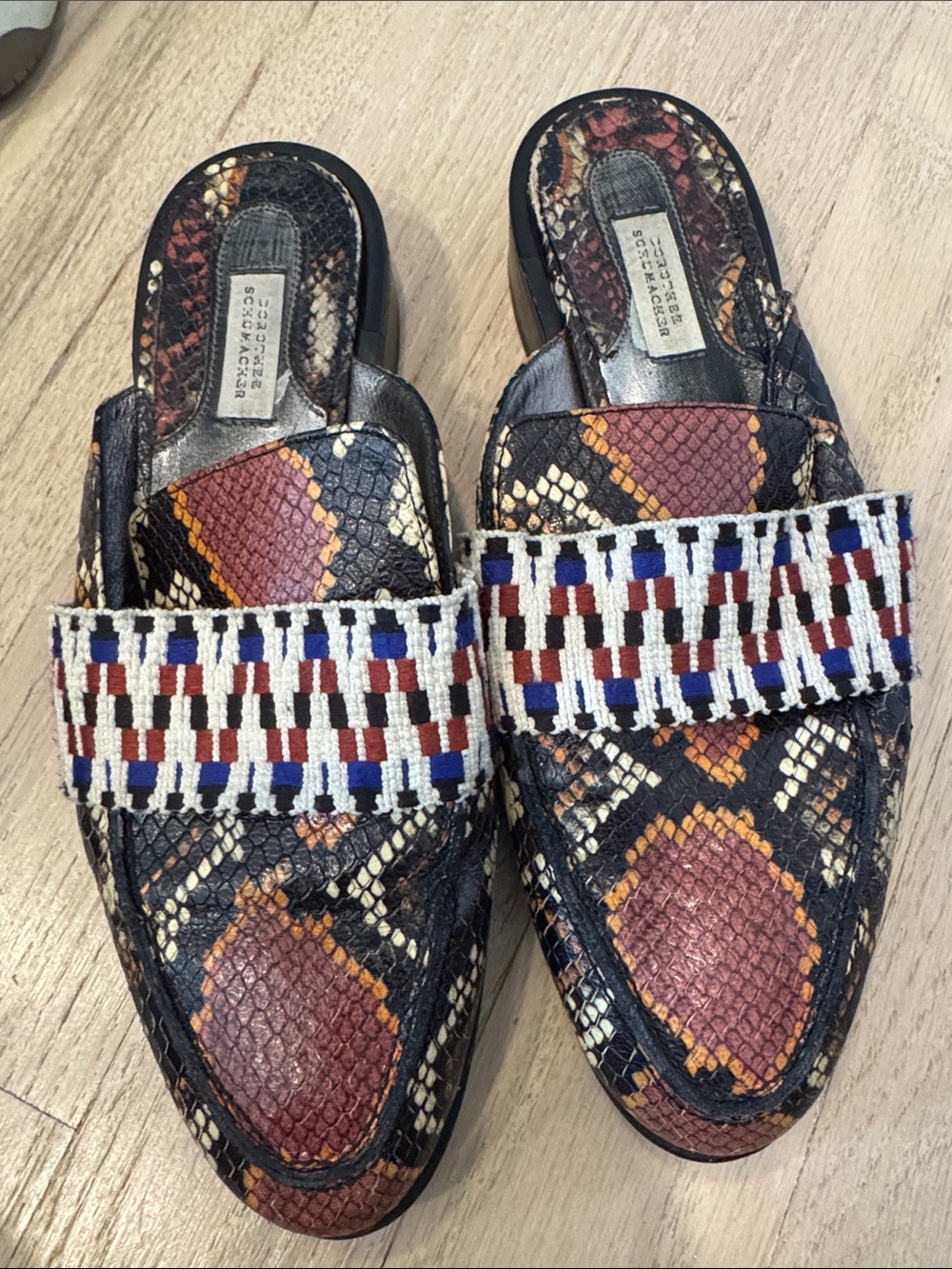 dorothee schumacher Multicolor Embossed Snake-Print Slide Mules